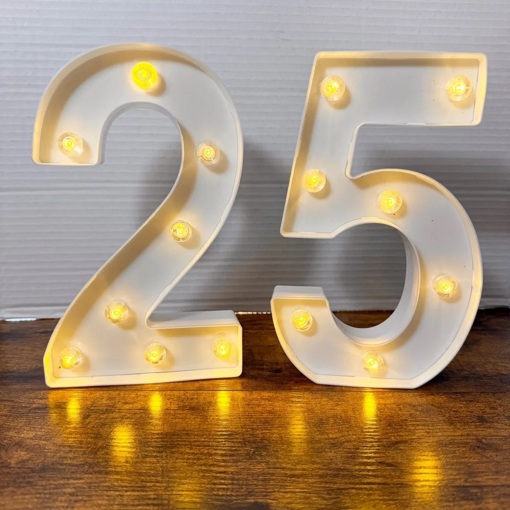 20th Birthday Anniversary Light Up Number Decorations Lights Plastic LED Battery